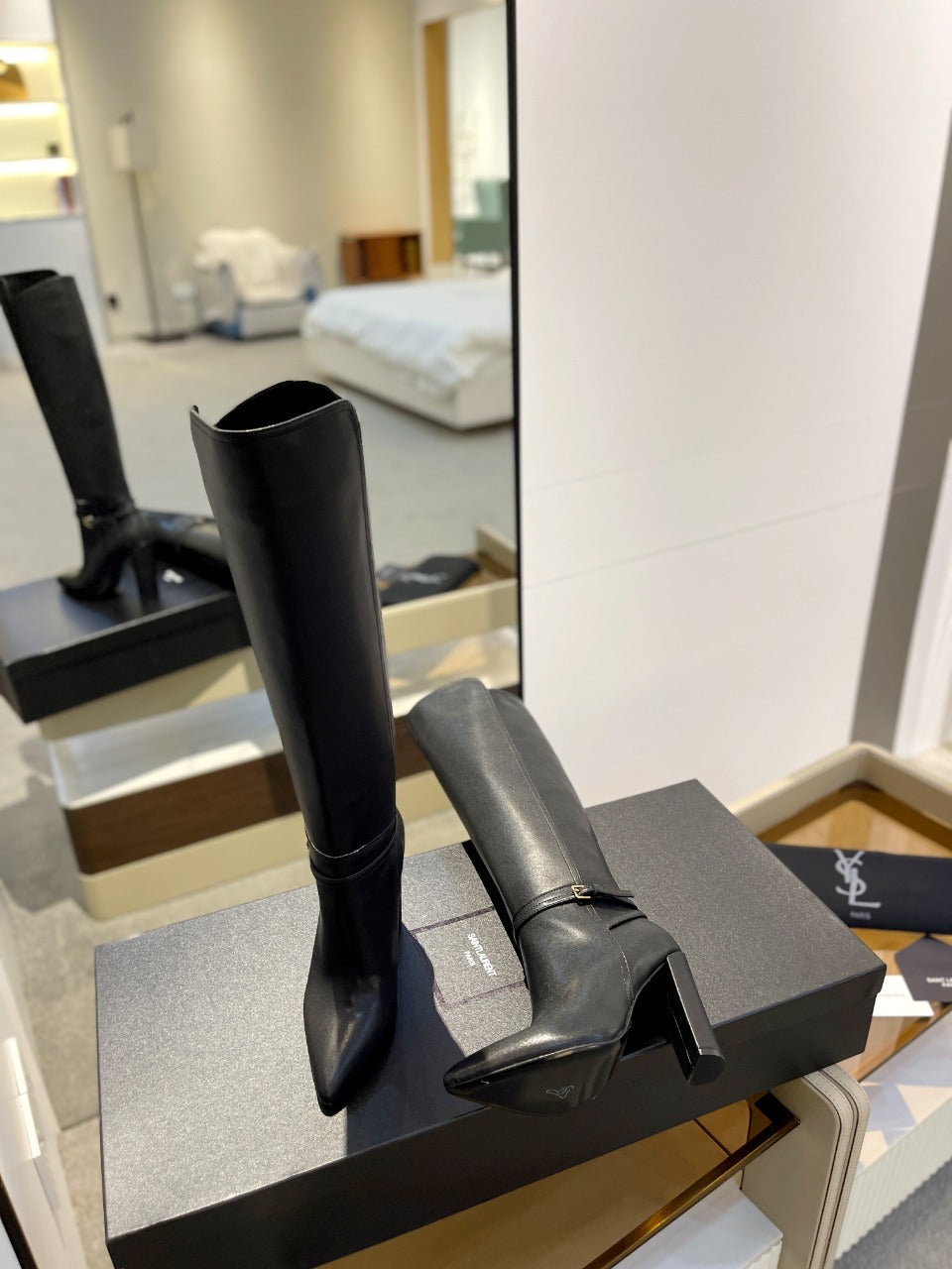 YSL High Leather Heel Boots