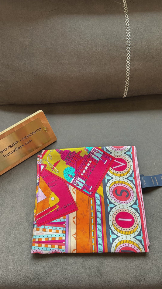 Louis Vuitton Colorful Printed Silk Square Scarf