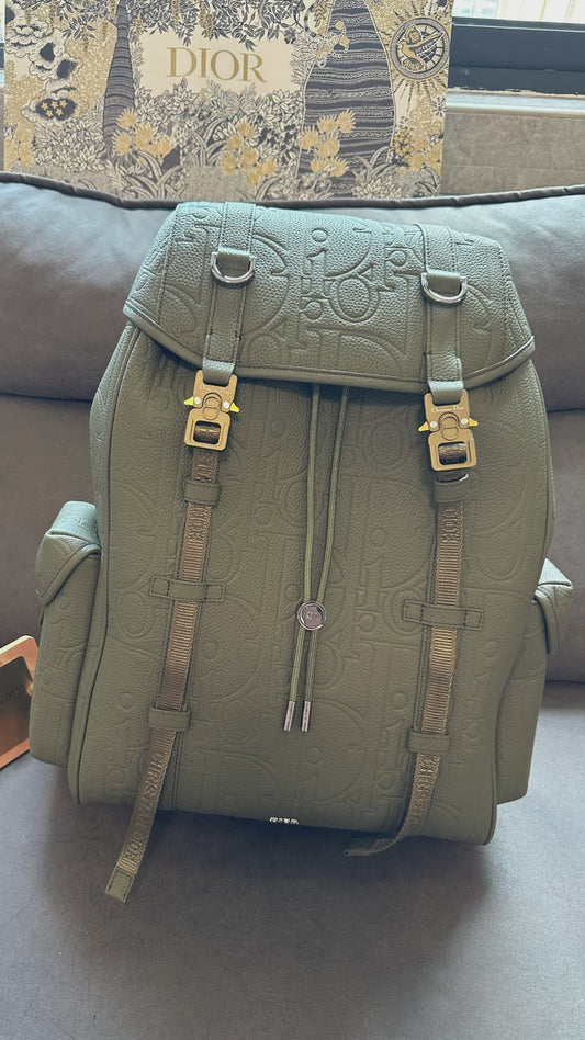Dior Explorer Backpack in Green Embossed Calfskin