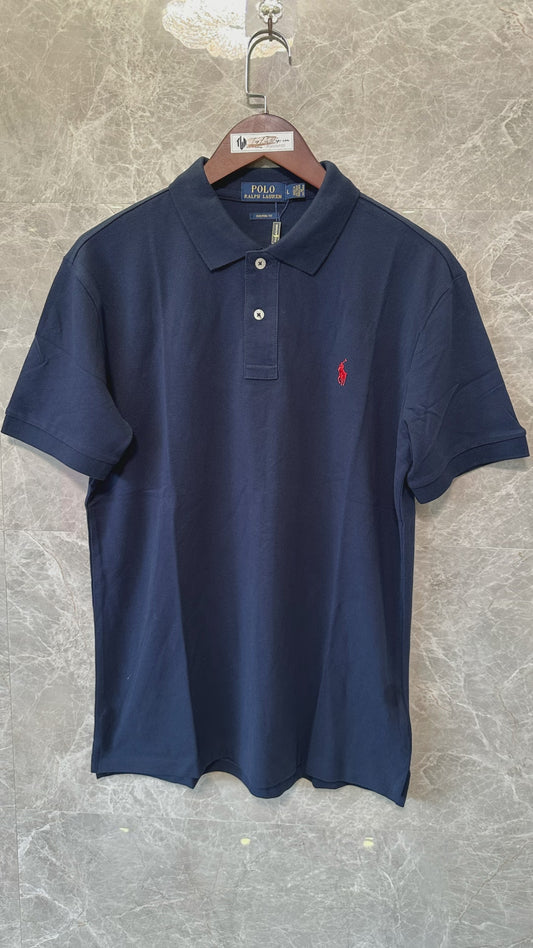 Polo Ralph Lauren Classic Cotton Polo Shirt Navy with Red Pony Logo
