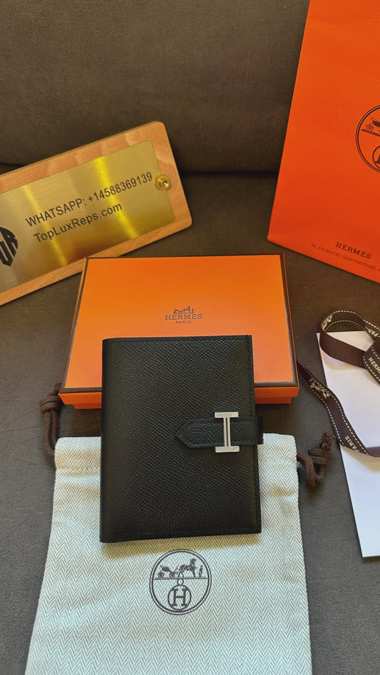 Hermès H Wallet in Black Epsom Leather with Palladium Hardware
