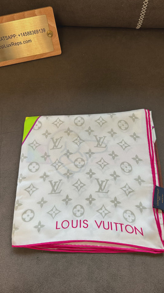 Louis Vuitton Multicolor Silk Square Scarf with Monogram Print