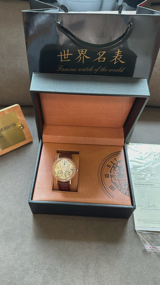 Breguet Tradition 7057 Rose Gold Brown Alligator Leather Strap Men’s Watch