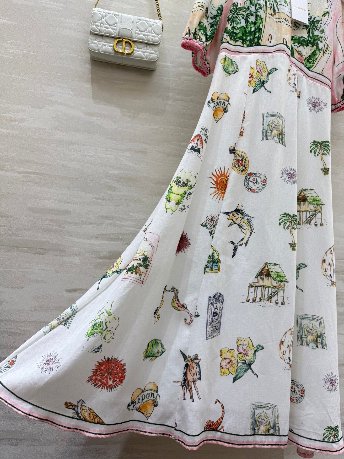 Robe midi en lin à imprimé panoramique pour femme Zimmermann