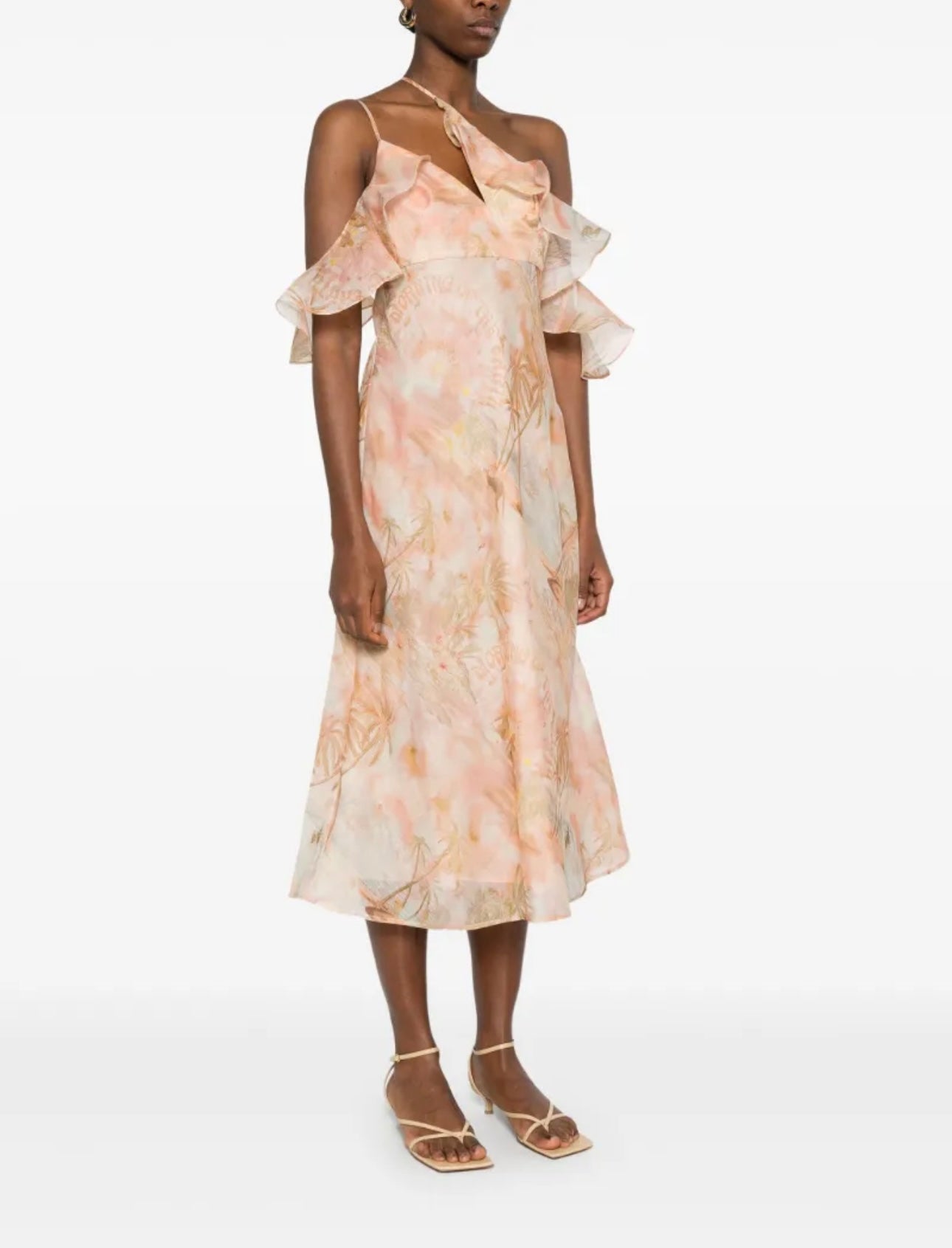 Robe mi-longue asymétrique à volants Zimmermann printemps 2025