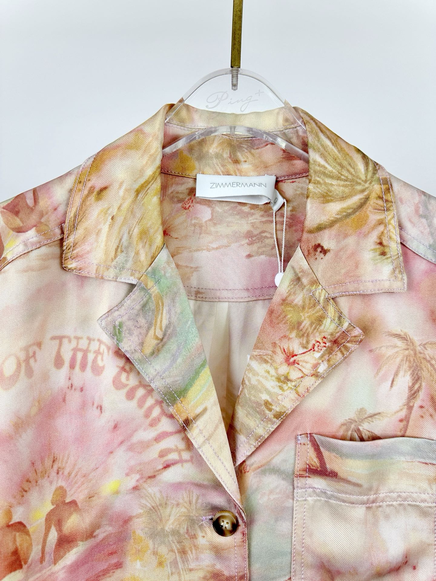 Chemise à manches courtes Zimmermann « ILLUMINATE » à imprimé coucher de soleil panoramique – Collection printemps-été 2025