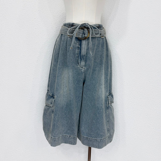 Short en jean large Zimmermann avec ceinture à la taille