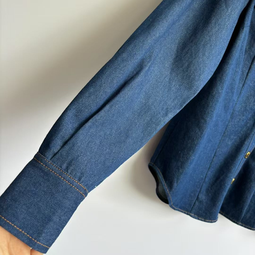 Chemise à volants en denim Zimmermann Illuminate 2025 – Coton turc de qualité supérieure