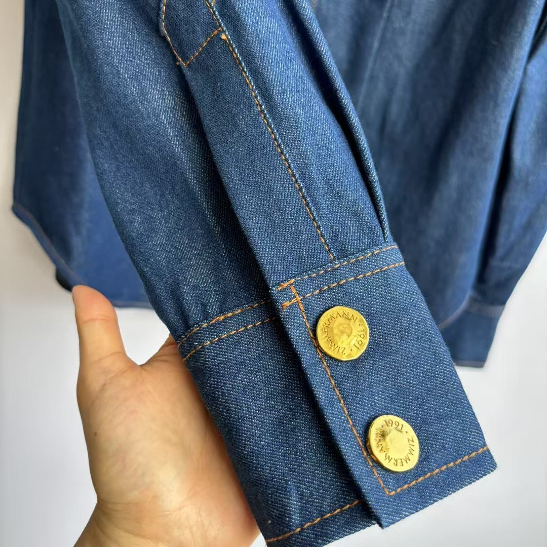 Chemise à volants en denim Zimmermann Illuminate 2025 – Coton turc de qualité supérieure