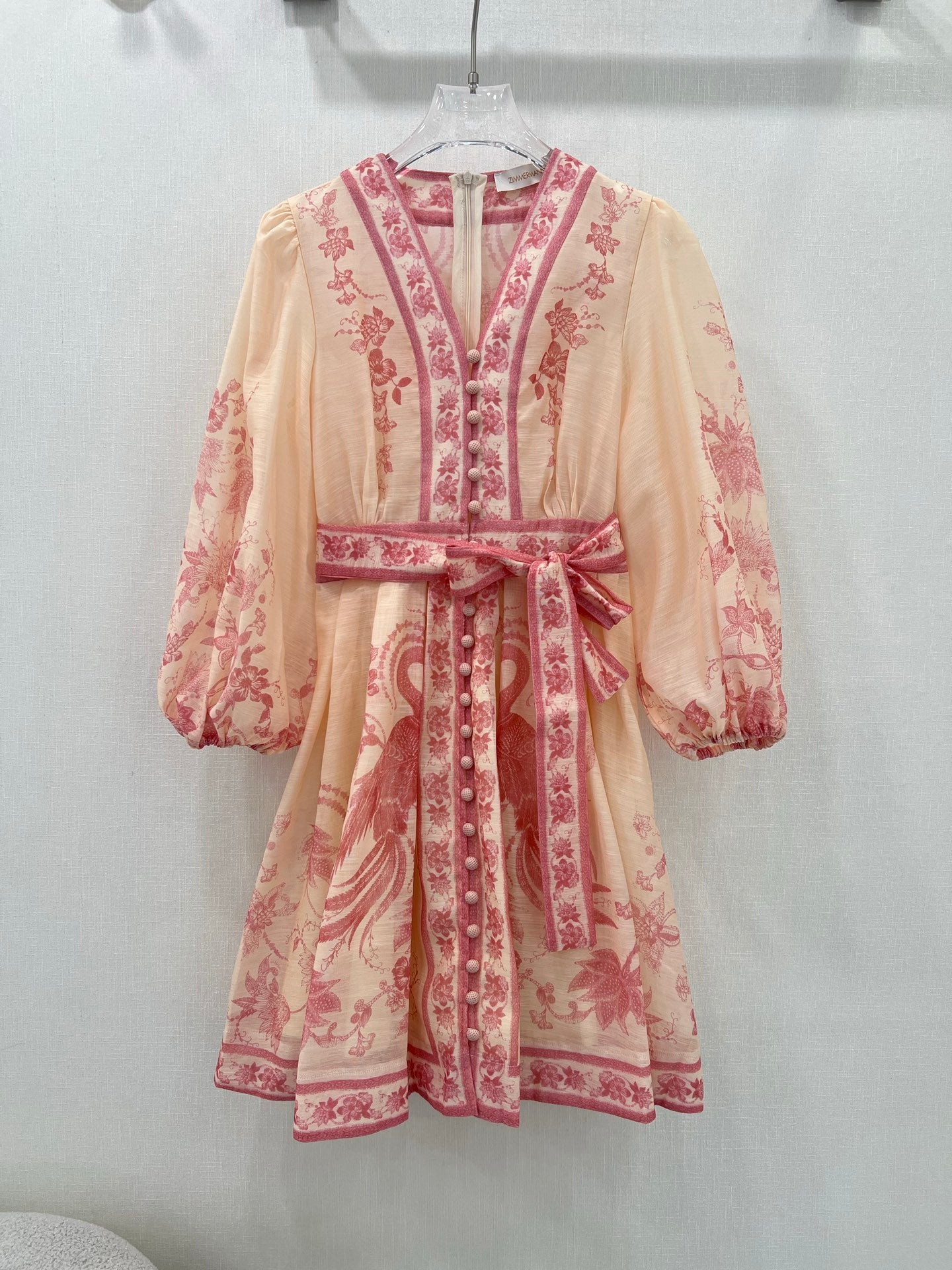 Robe courte à manches bouffantes et ceinture fleurie Zimmermann 2025