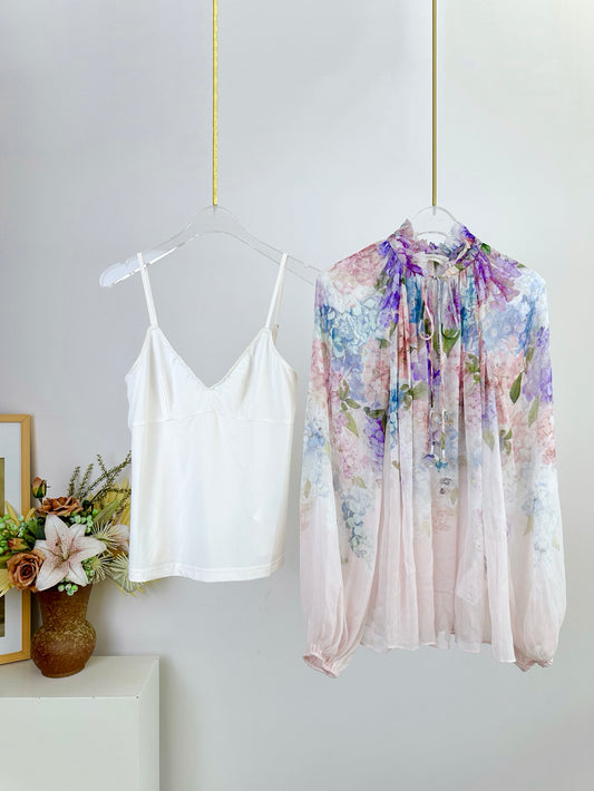 Chemisier fleuri à manches lanternes et jupon Zimmermann DAWNING – Collection Illumination
