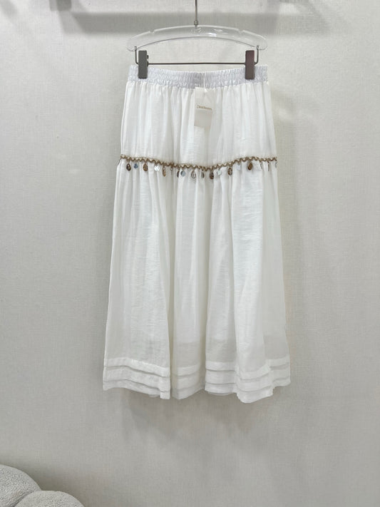 Jupe midi blanche taille haute à bordure coquillage Zimmermann 2025