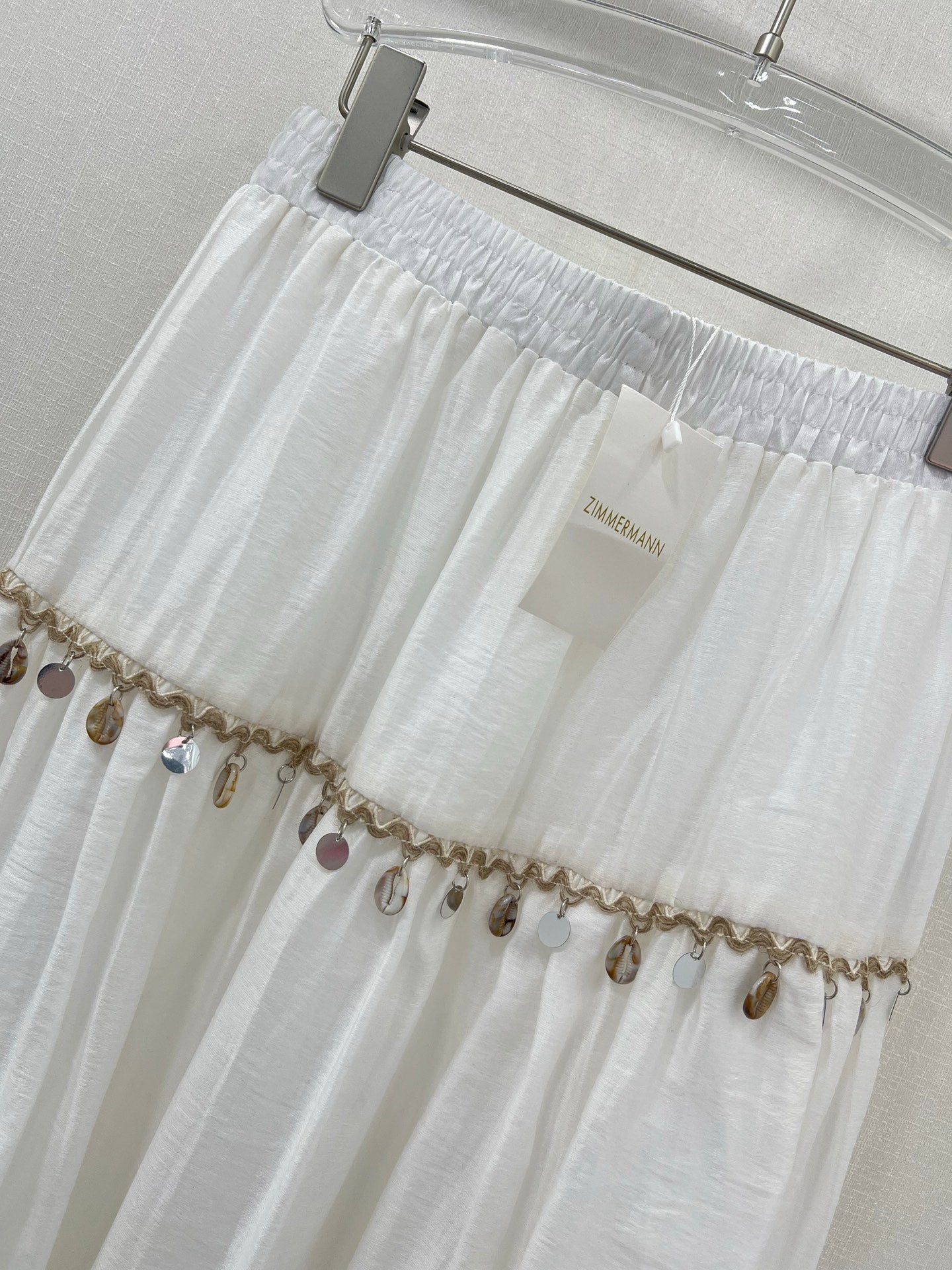 Jupe midi blanche taille haute à bordure coquillage Zimmermann 2025