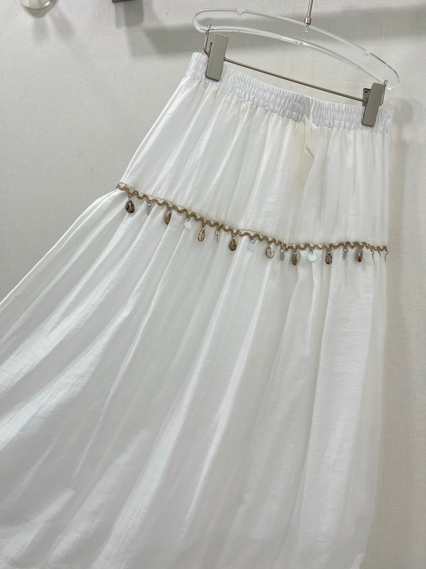 Jupe midi blanche taille haute à bordure coquillage Zimmermann 2025