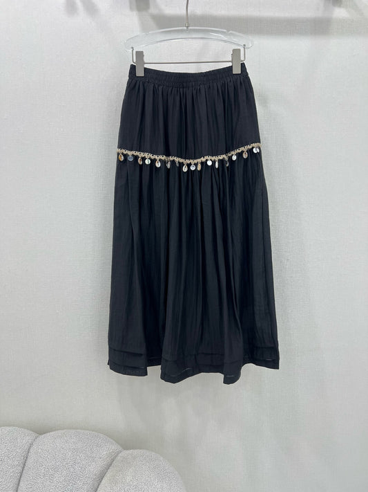 Jupe midi taille haute noire à ornements coquillages Zimmermann 2025
