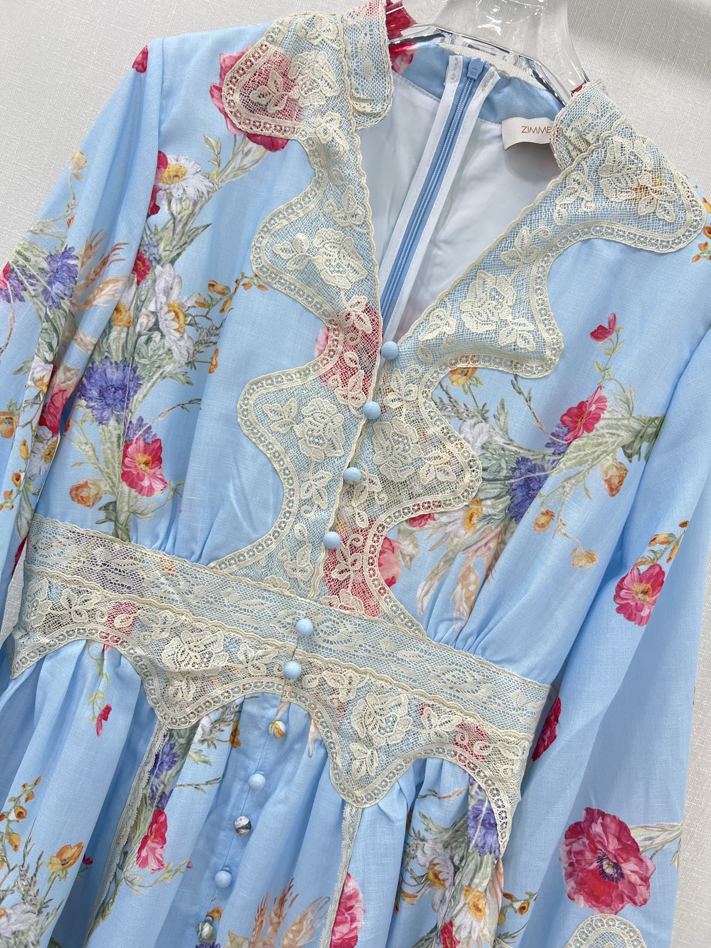 Robe Zimmermann 2025 à imprimé tulipes et manches lanternes, col en V