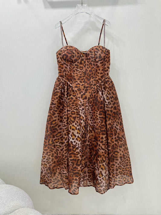Zimmermann 2025 Leopard Print Flared Midi Dress