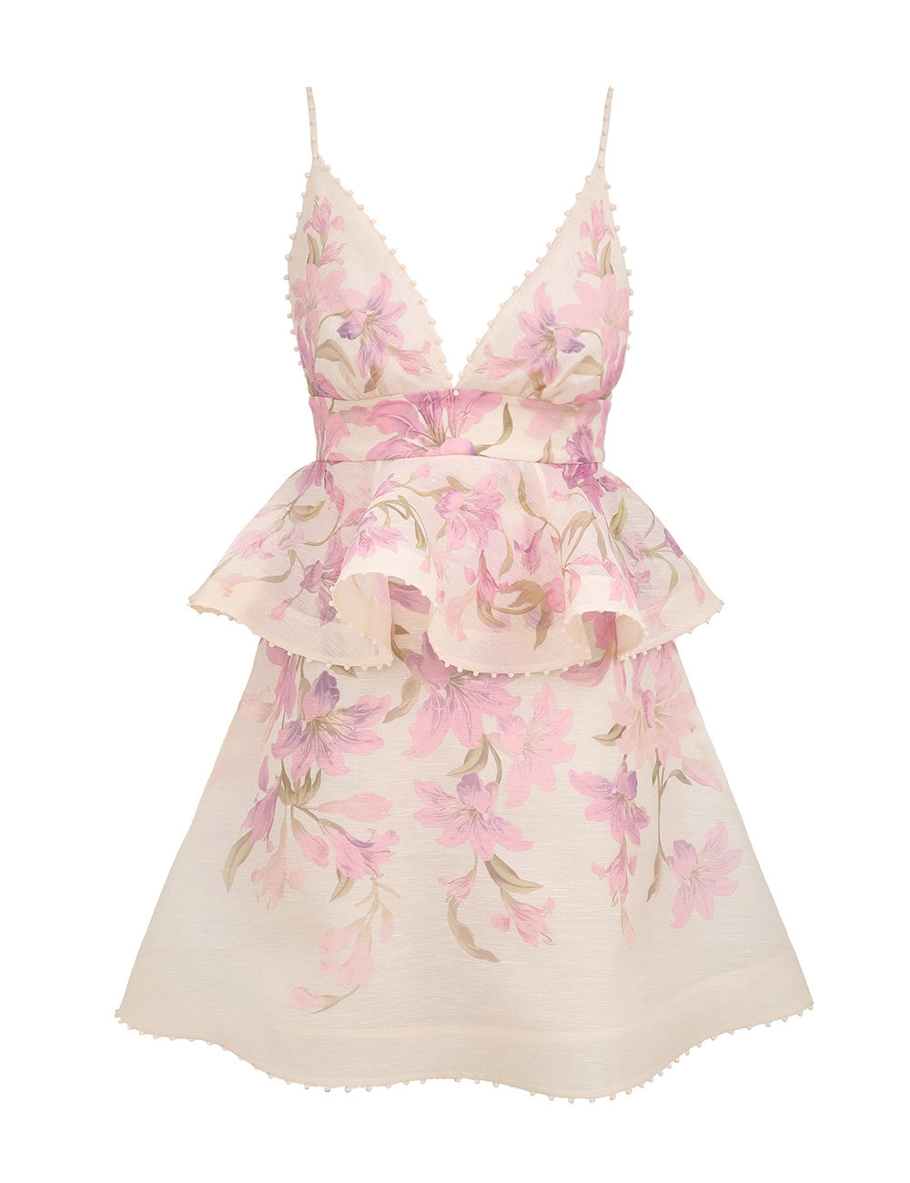 Robe courte à basque et perles fleuries Dawning Lily de la collection SS 2025 de Zimmermann