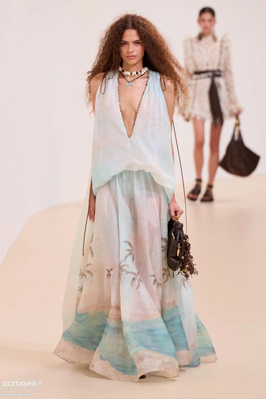 Robe longue sans manches à imprimé agate bleu Illuminate SS Zimmermann 2025