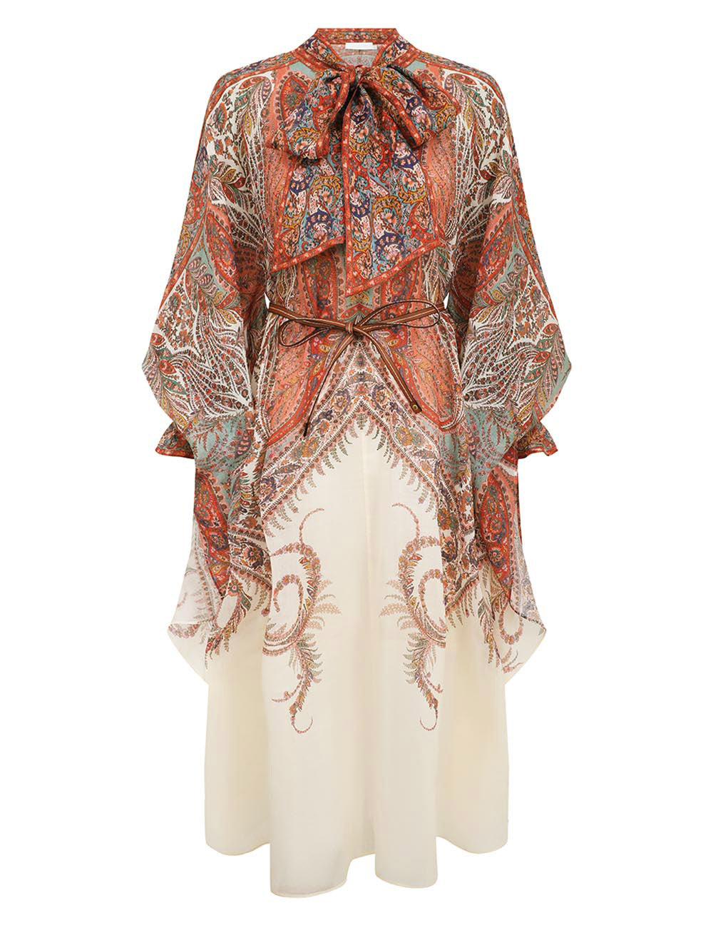 Robe mi-longue Rhiannon à motif cachemire Zimmermann Printemps 2025 – Crème