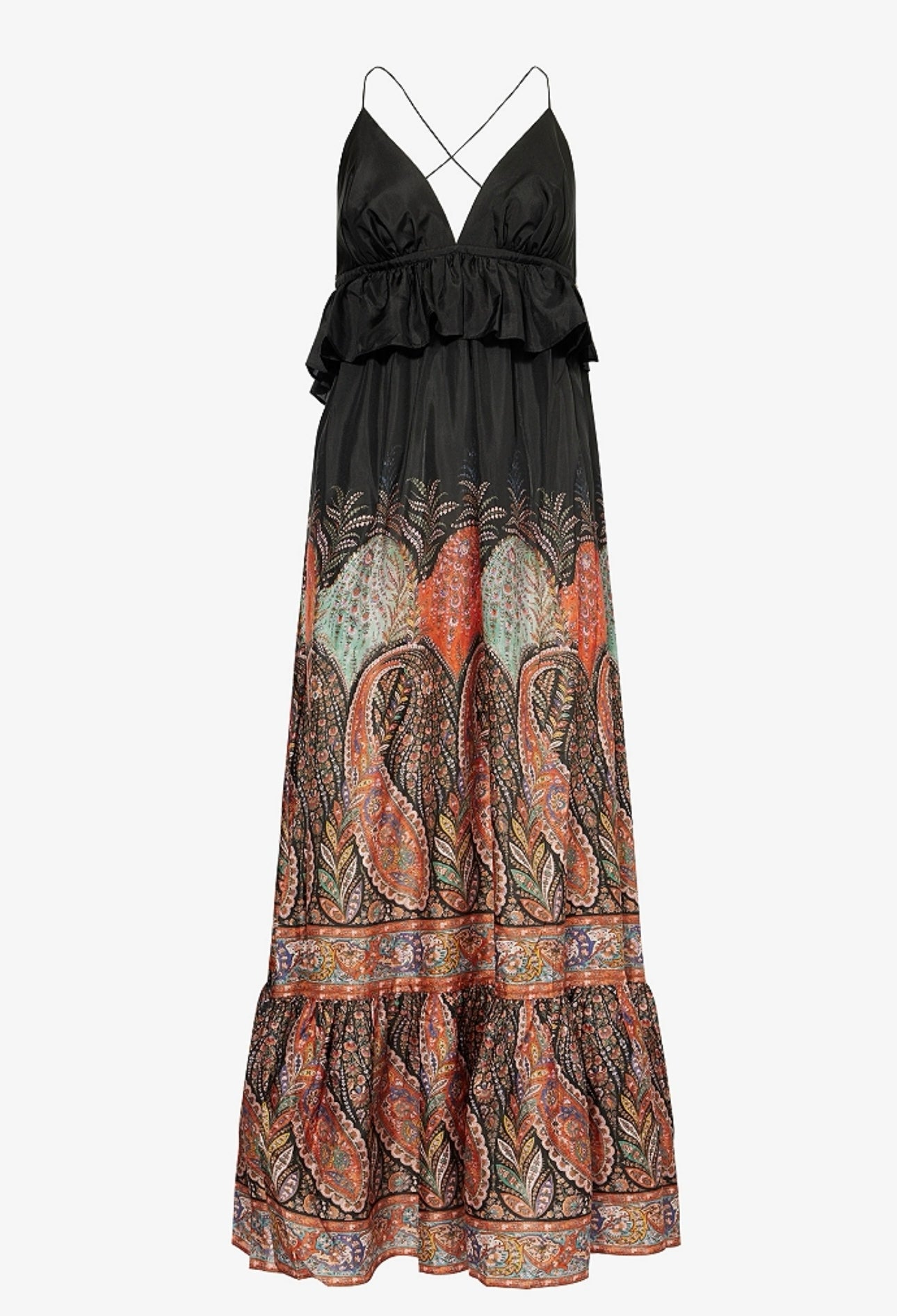 Robe mi-longue noire à motif cachemire Rhiannon de Zimmermann 2025