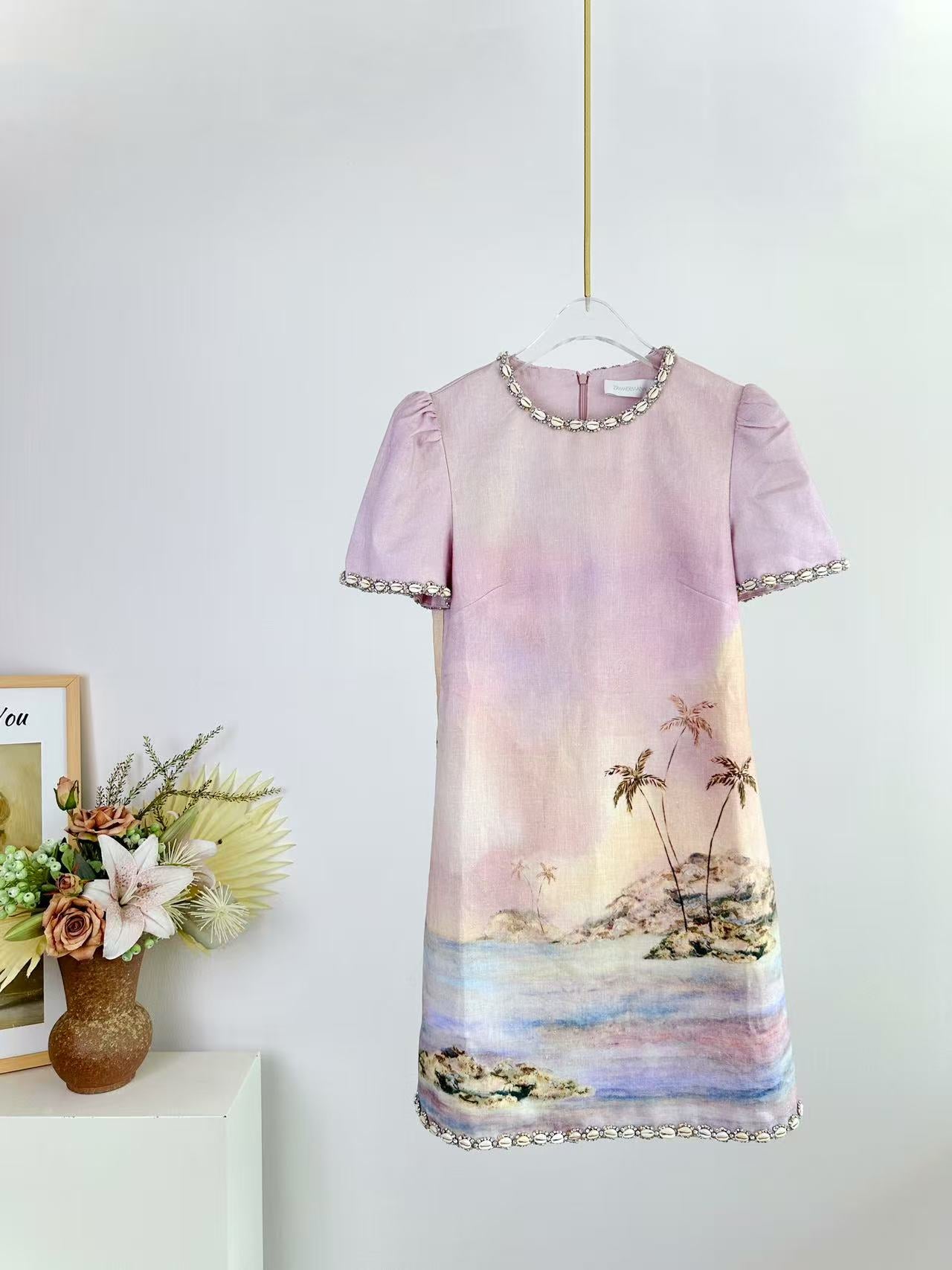 Robe courte en lin ornée de coquillages Illuminate de Zimmermann 2025