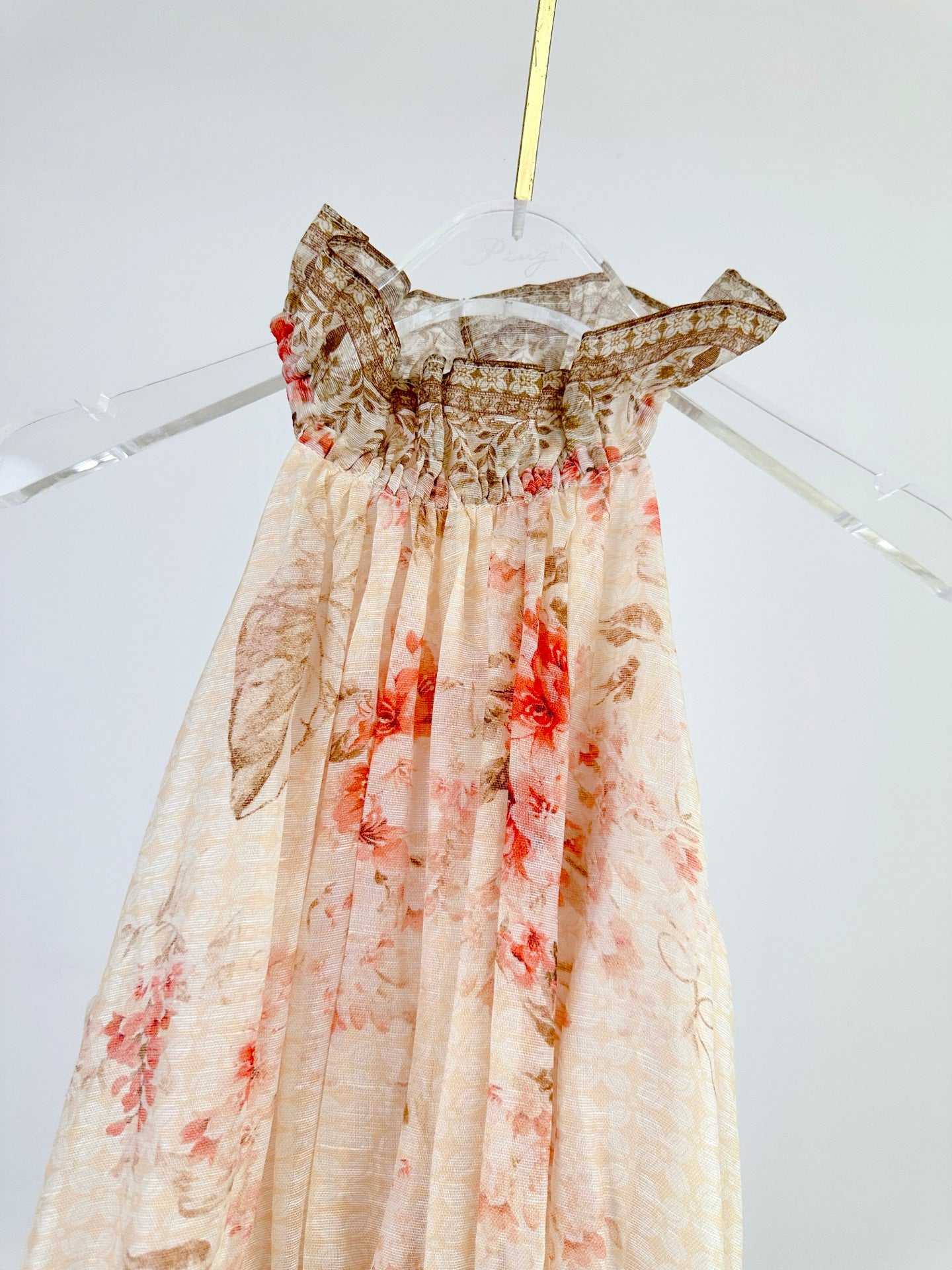 Robe courte dos nu à volants Zimmermann Illuminate en soie et lin