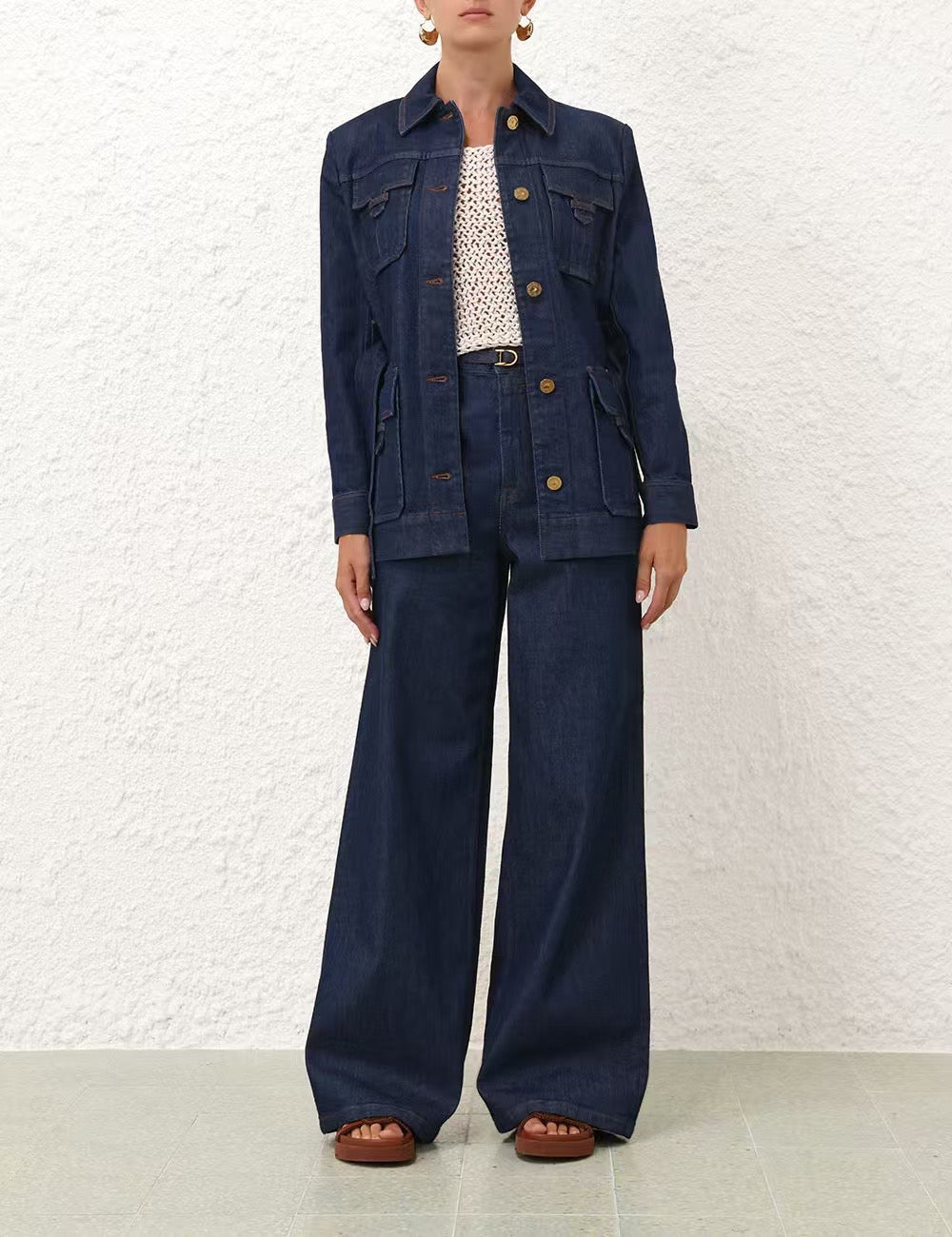 Ensemble veste blazer en jean et jean large Zimmermann