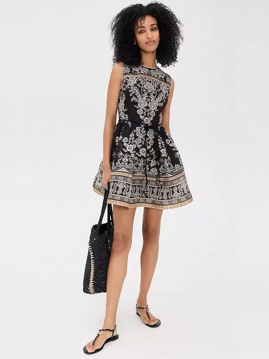 Mini-robe vintage fleurie en lin et soie Zimmermann