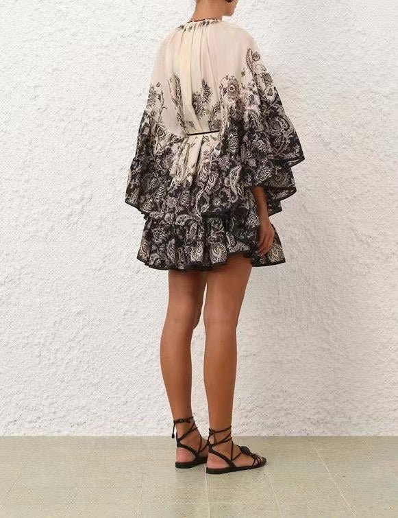 Mini-robe vintage fleurie en lin et soie Zimmermann