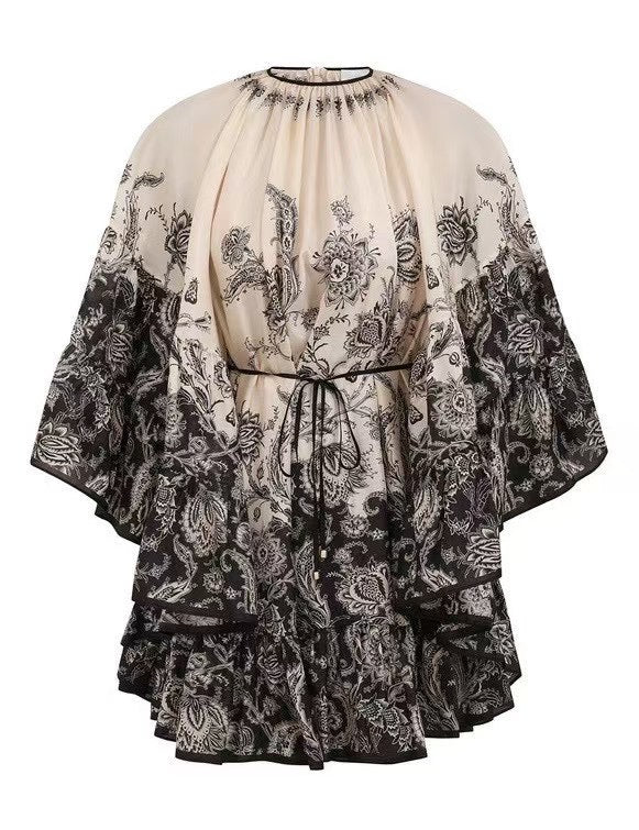 Mini-robe vintage fleurie en lin et soie Zimmermann