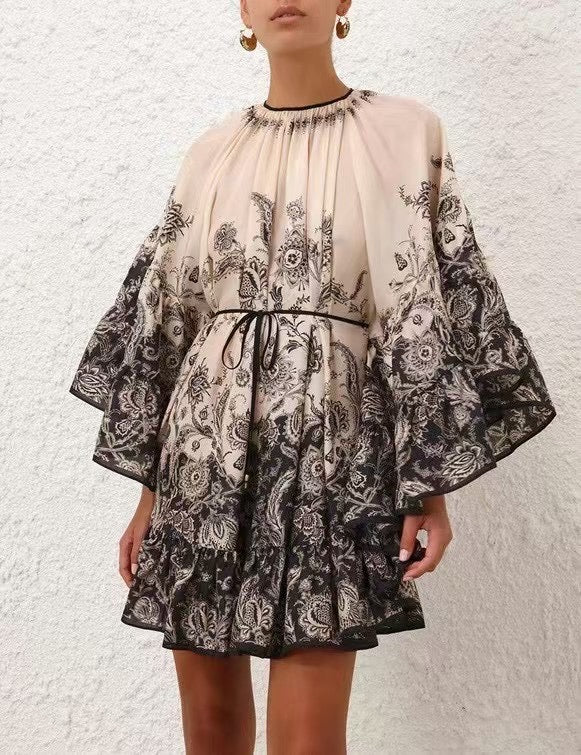 Mini-robe vintage fleurie en lin et soie Zimmermann