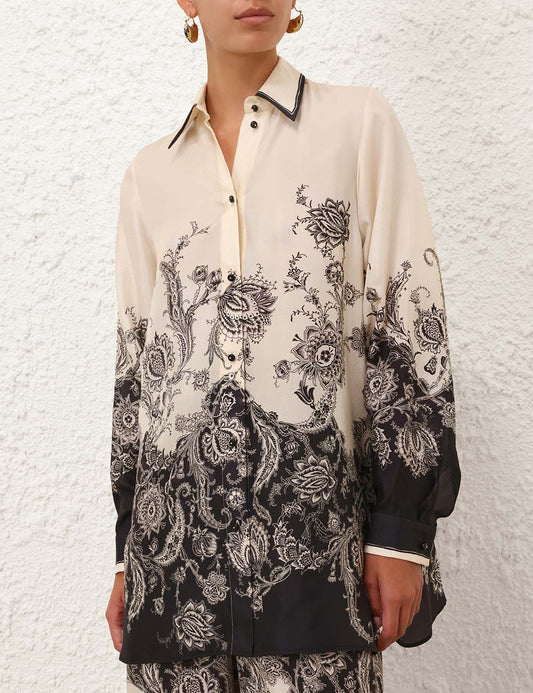 Chemise en soie imprimée Zimmermann Rhiannon