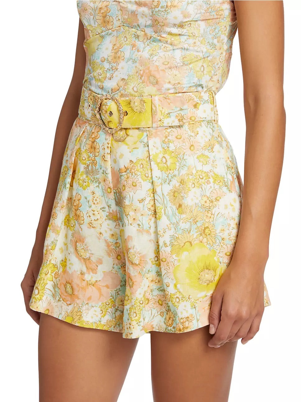 Short en lin fleuri avec ceinture Zimmermann