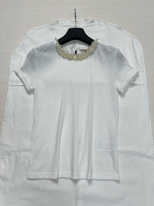 Zimmermann White Linen T-Shirt with Back Button Closure