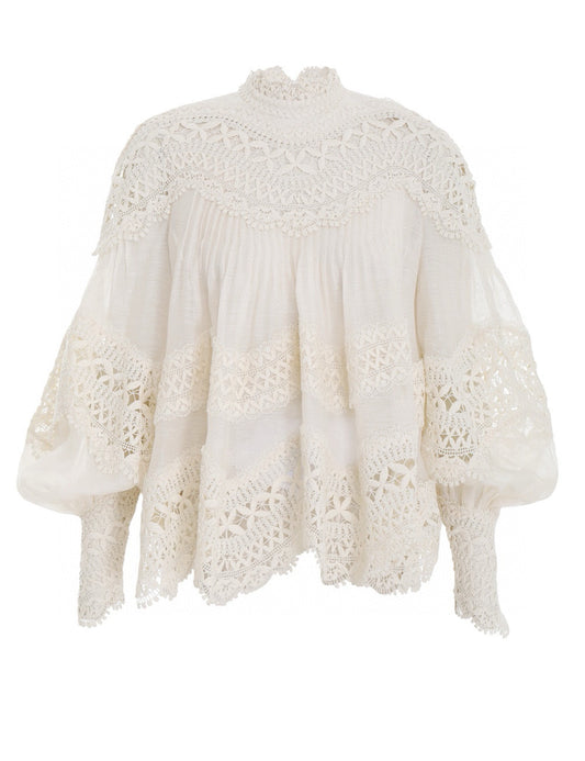 Zimmermann Postcard Embroidered Blouse in Cream – Resort 2022