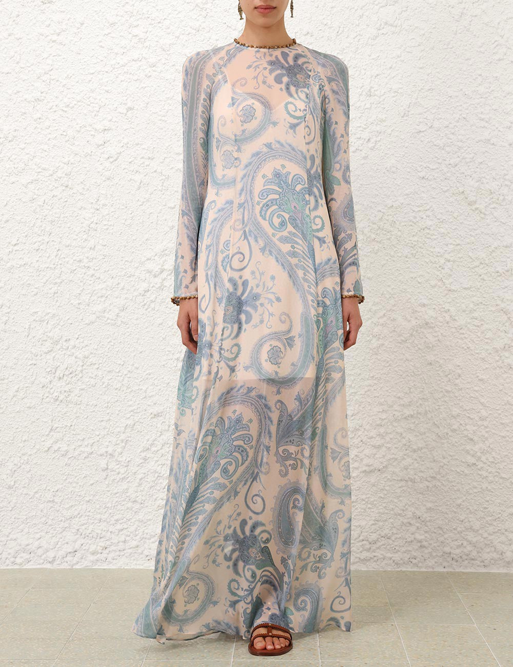 Zimmermann Illuminate Long Sleeve Embellished Maxi Dress