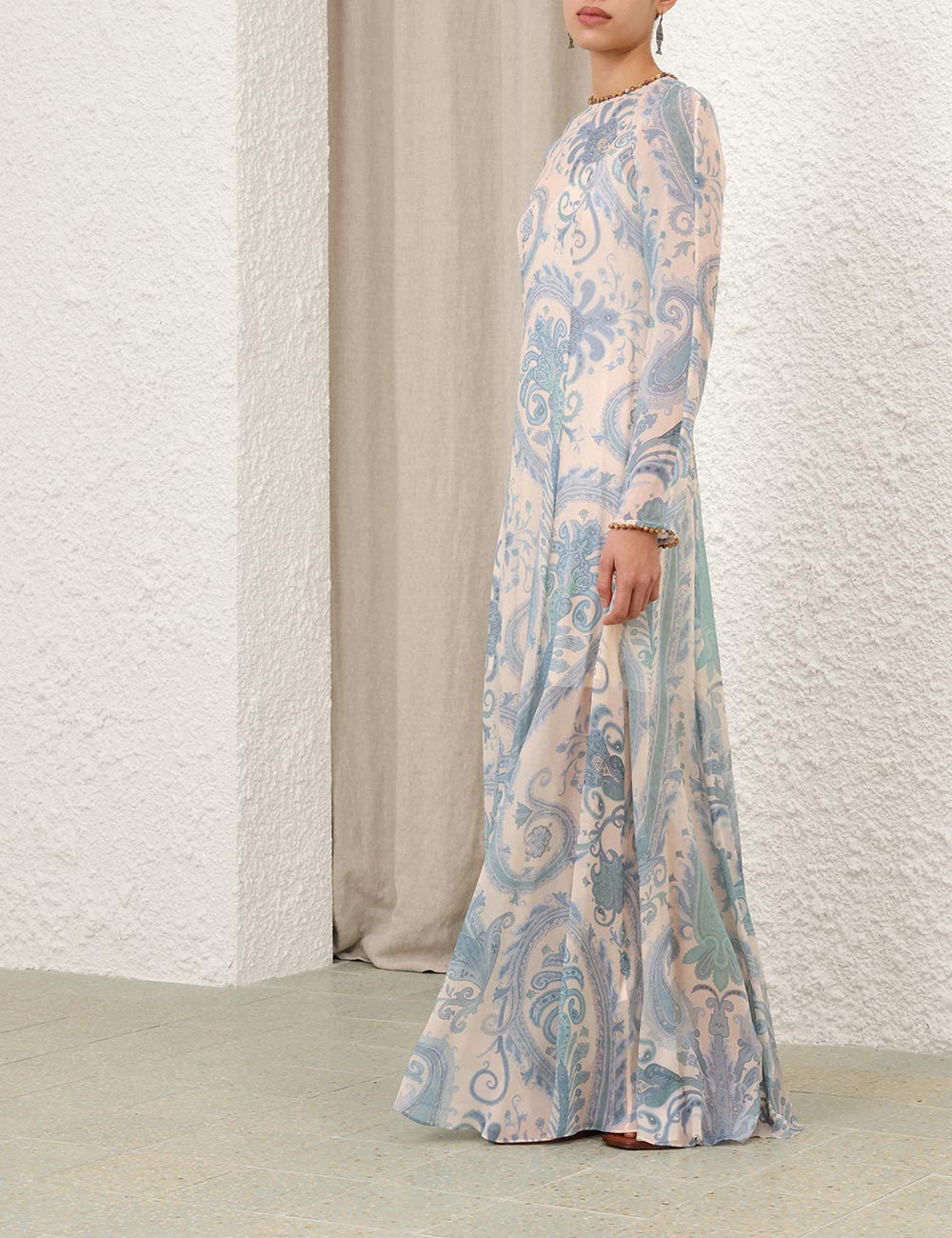 Zimmermann Illuminate Long Sleeve Embellished Maxi Dress