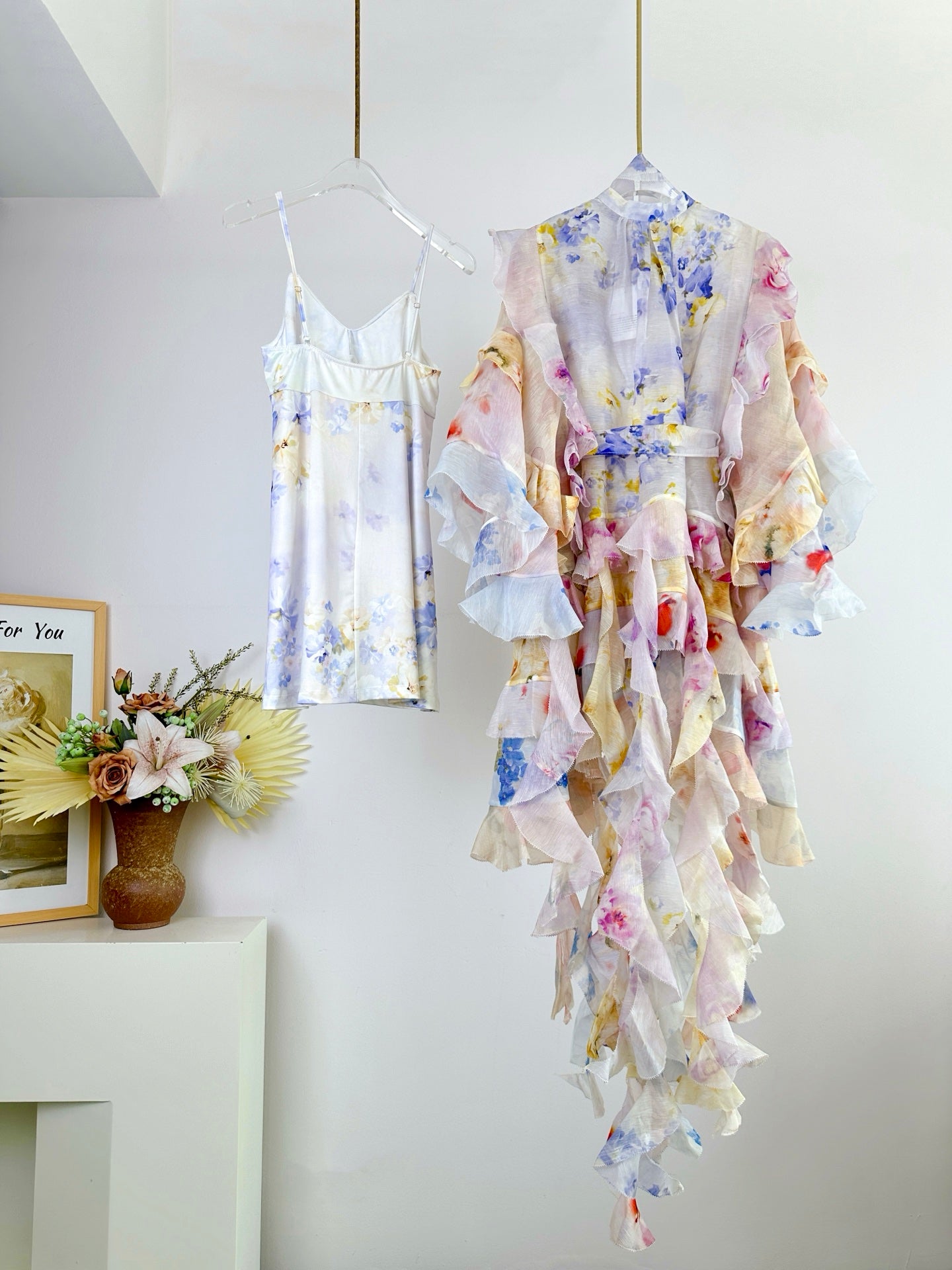 Zimmermann Illuminate Ruffled Floral Mini Dress with Slip