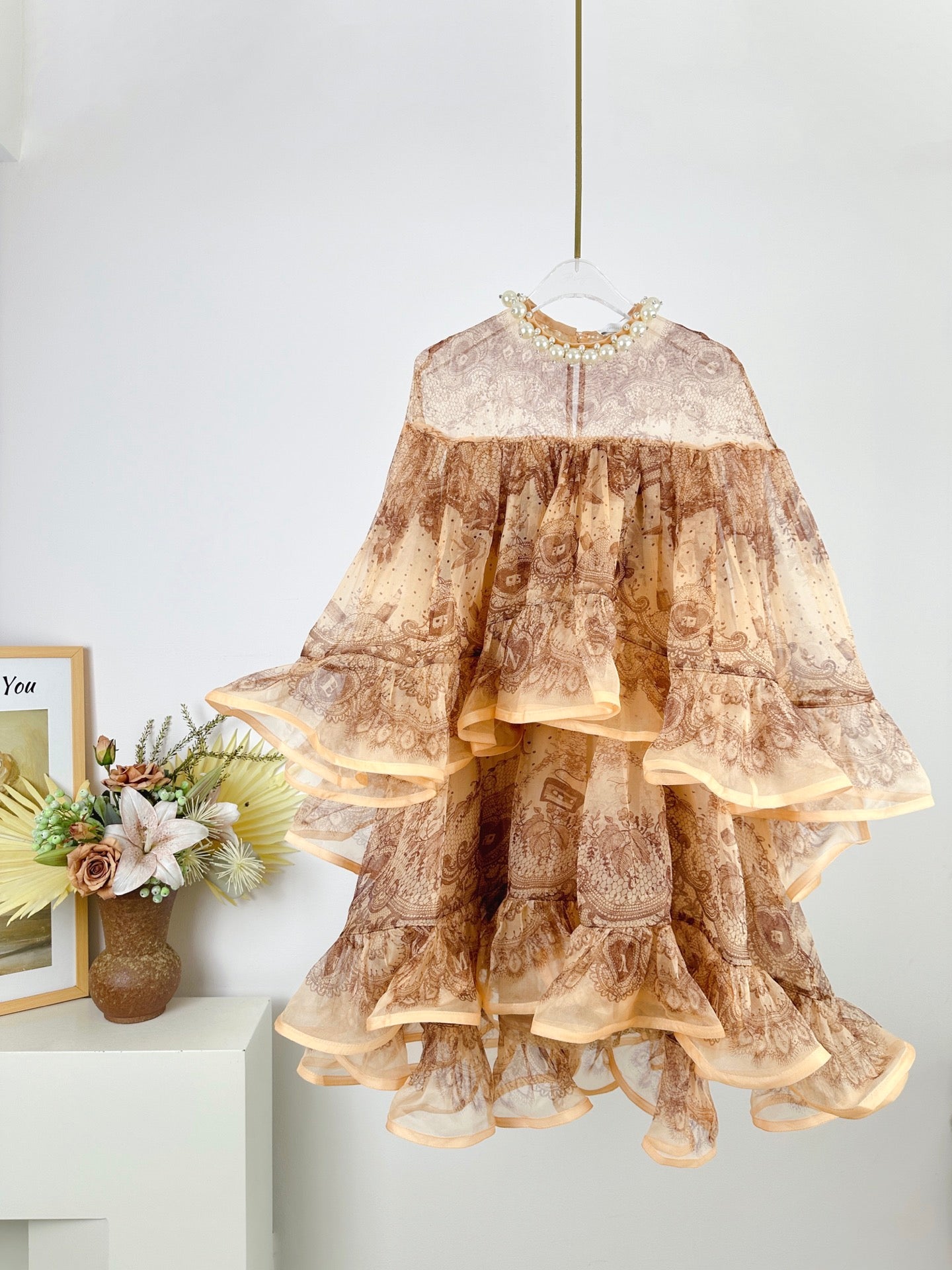Zimmermann Crush Ruffled Lace Mini Dress with Beaded Collar