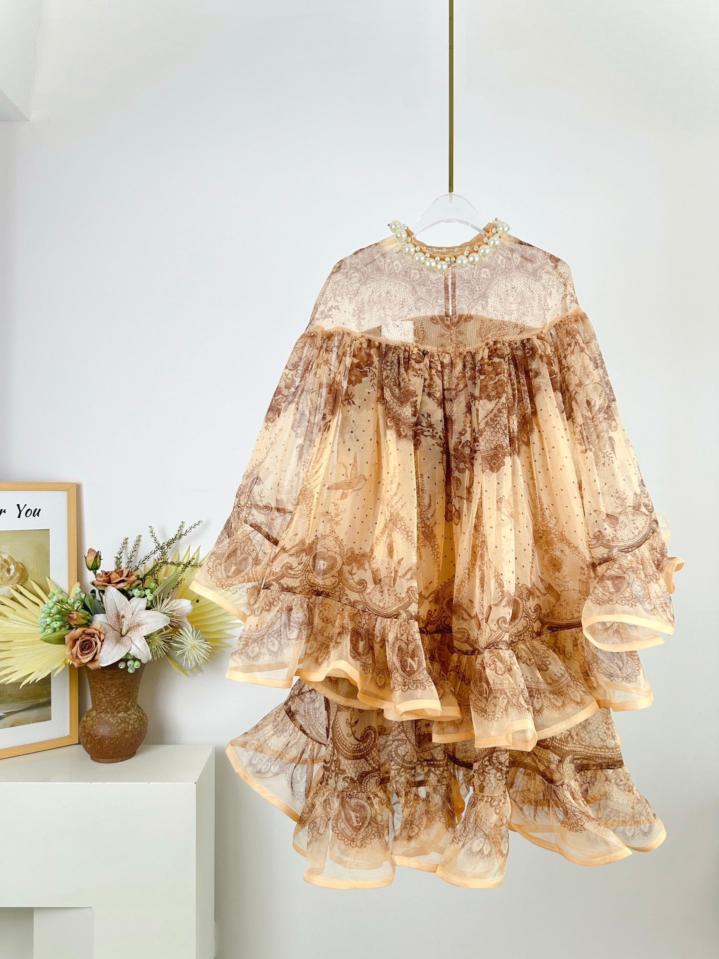 Zimmermann Crush Ruffled Lace Mini Dress with Beaded Collar