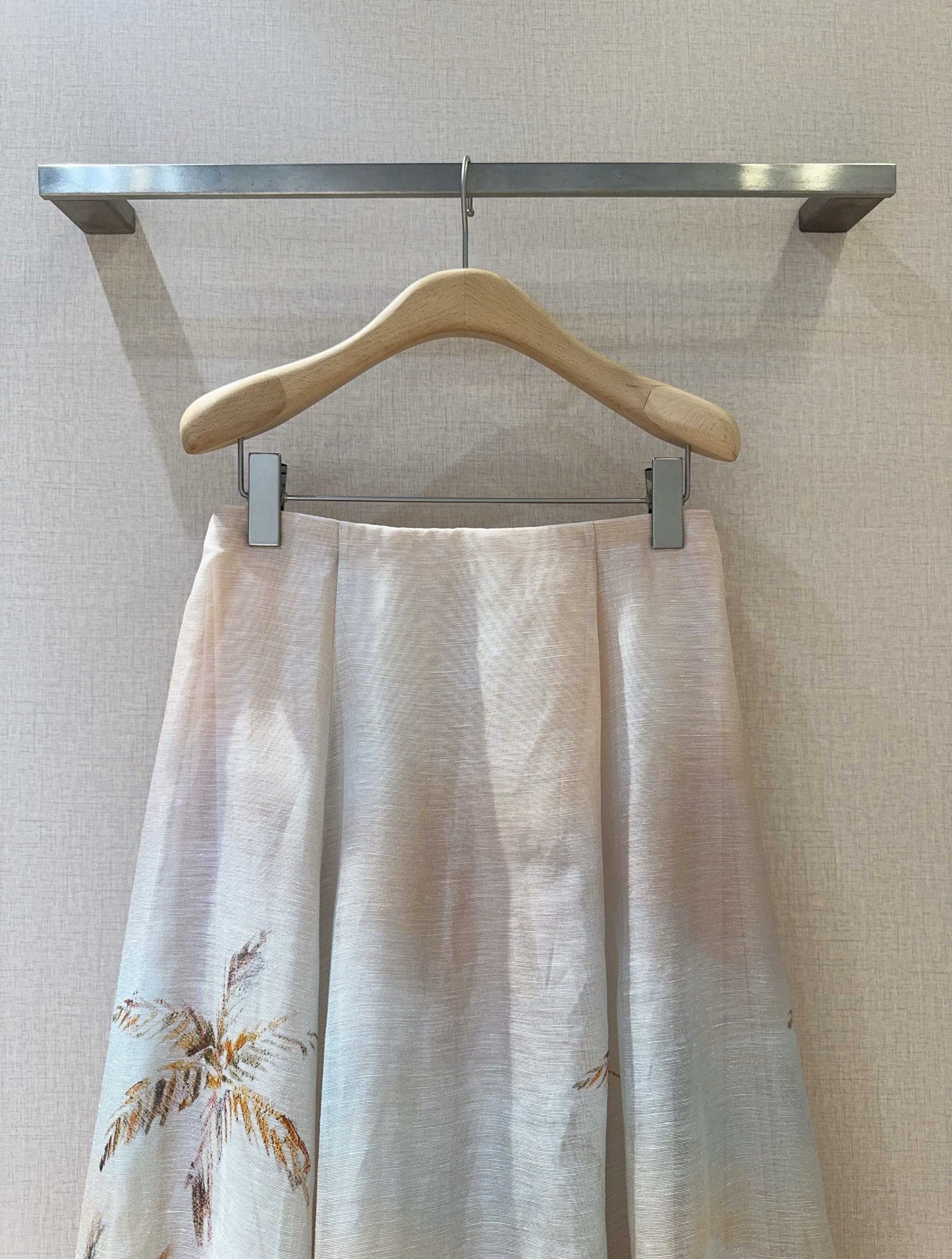 Zimmermann Guava Sunset Print Silk-Linen Maxi Skirt