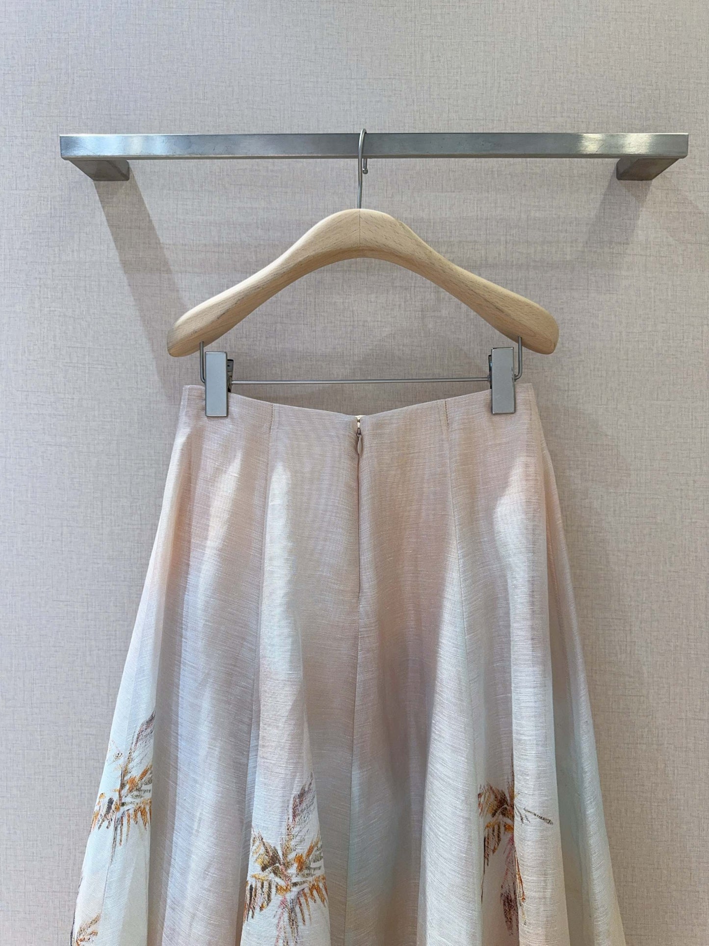 Zimmermann Guava Sunset Print Silk-Linen Maxi Skirt