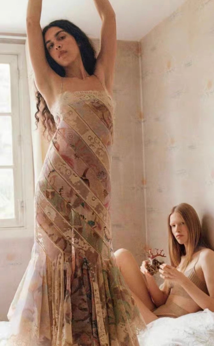 Zimmermann Patchwork Lace-Trimmed Floral Maxi Dress