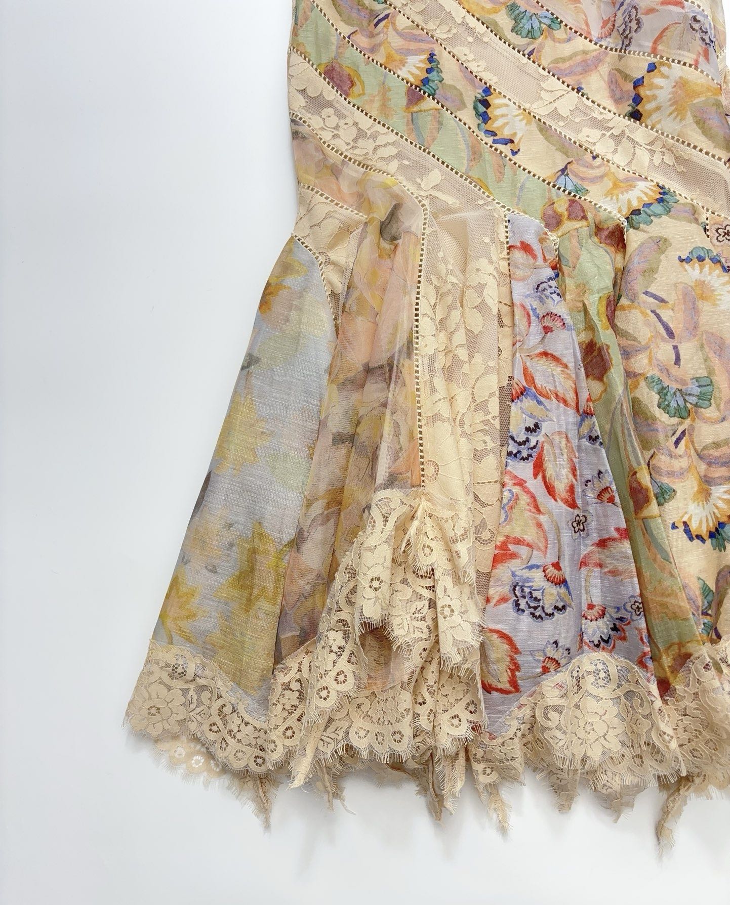 Zimmermann Patchwork Lace-Trimmed Floral Maxi Dress