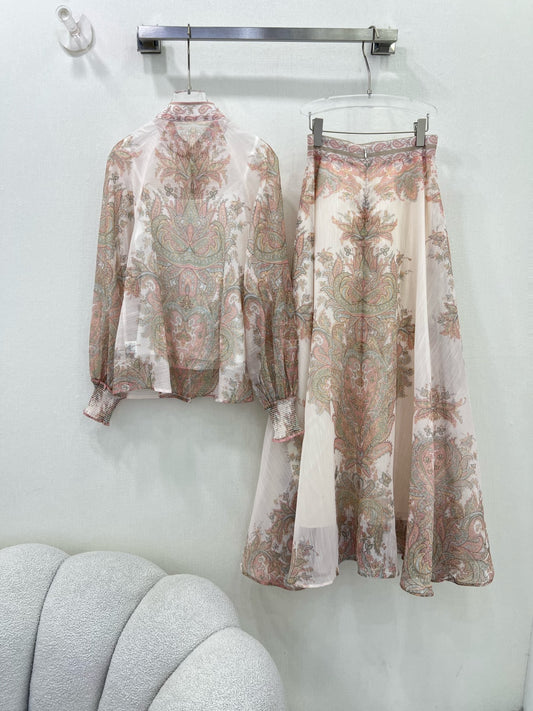Zimmermann Explorer Print Blouse & Maxi Skirt Set