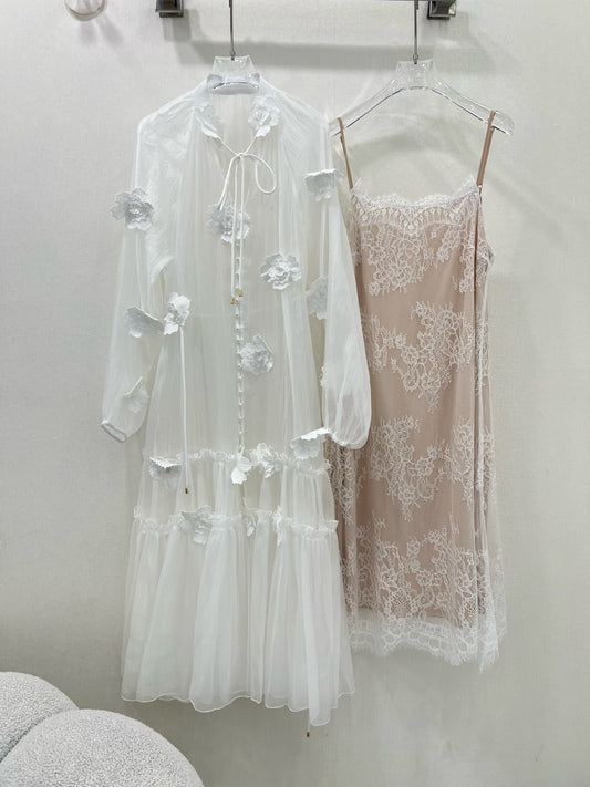 Zimmermann 3D Floral Appliqué Two-Piece Dress Set