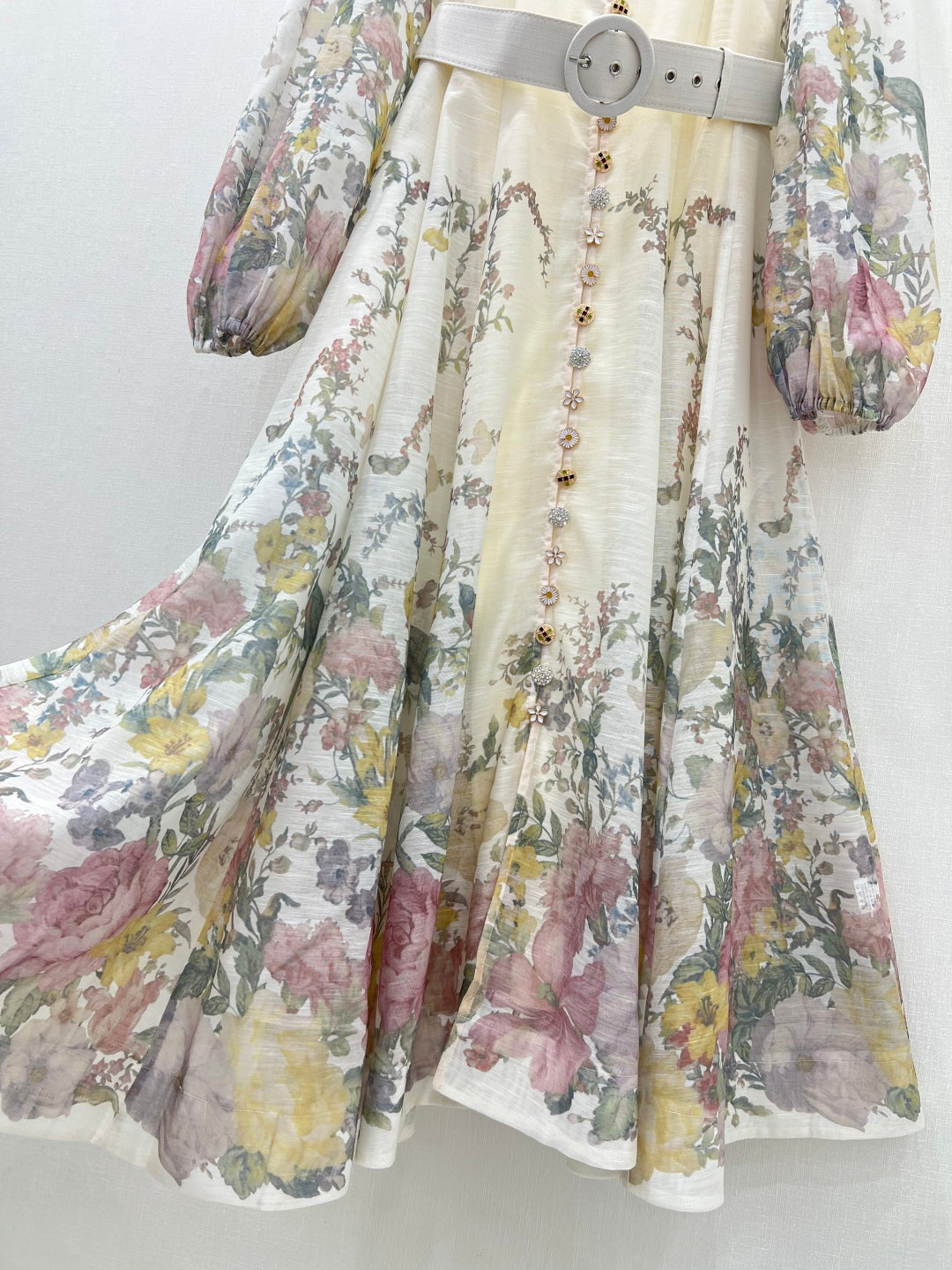 Zimmermann Floral Lantern Sleeve Button-Front Maxi Dress