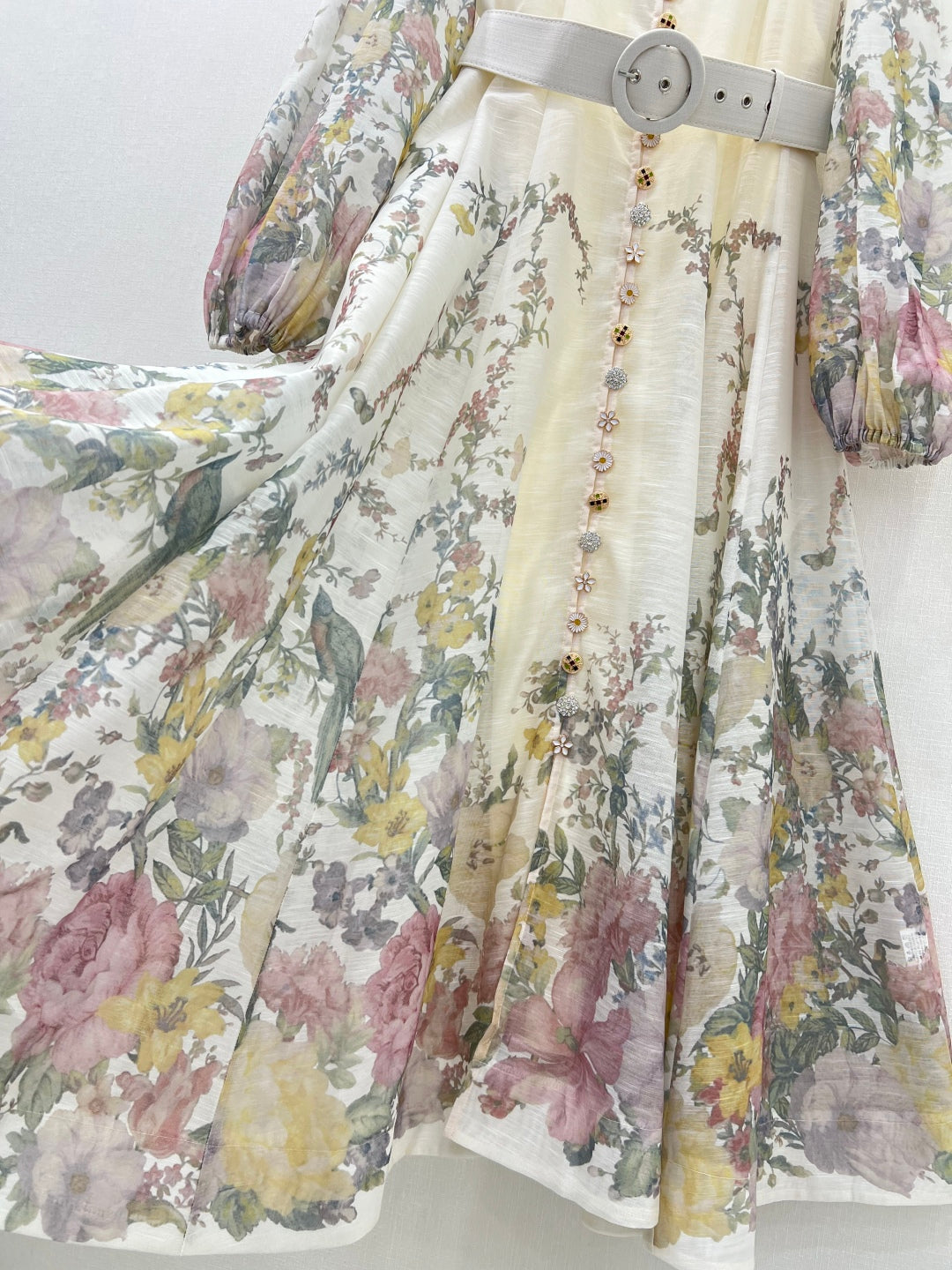 Zimmermann Floral Lantern Sleeve Button-Front Maxi Dress