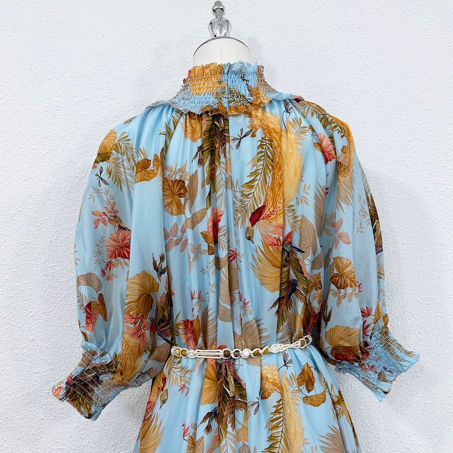 Zimmermann Shirred Silk Maxi Dress with Slip